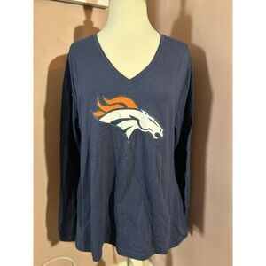 Fanatics NFL Team Apparel Denver Broncos Long Sleeve V Neck T Shirt Wome…